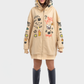 Okoye Premium Line, Beige Extra Oversized Printed Hoodie