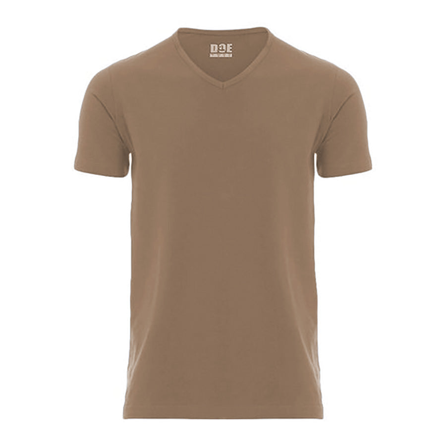 Doe Brown Cotton V-Neck T-Shirt – RVVER