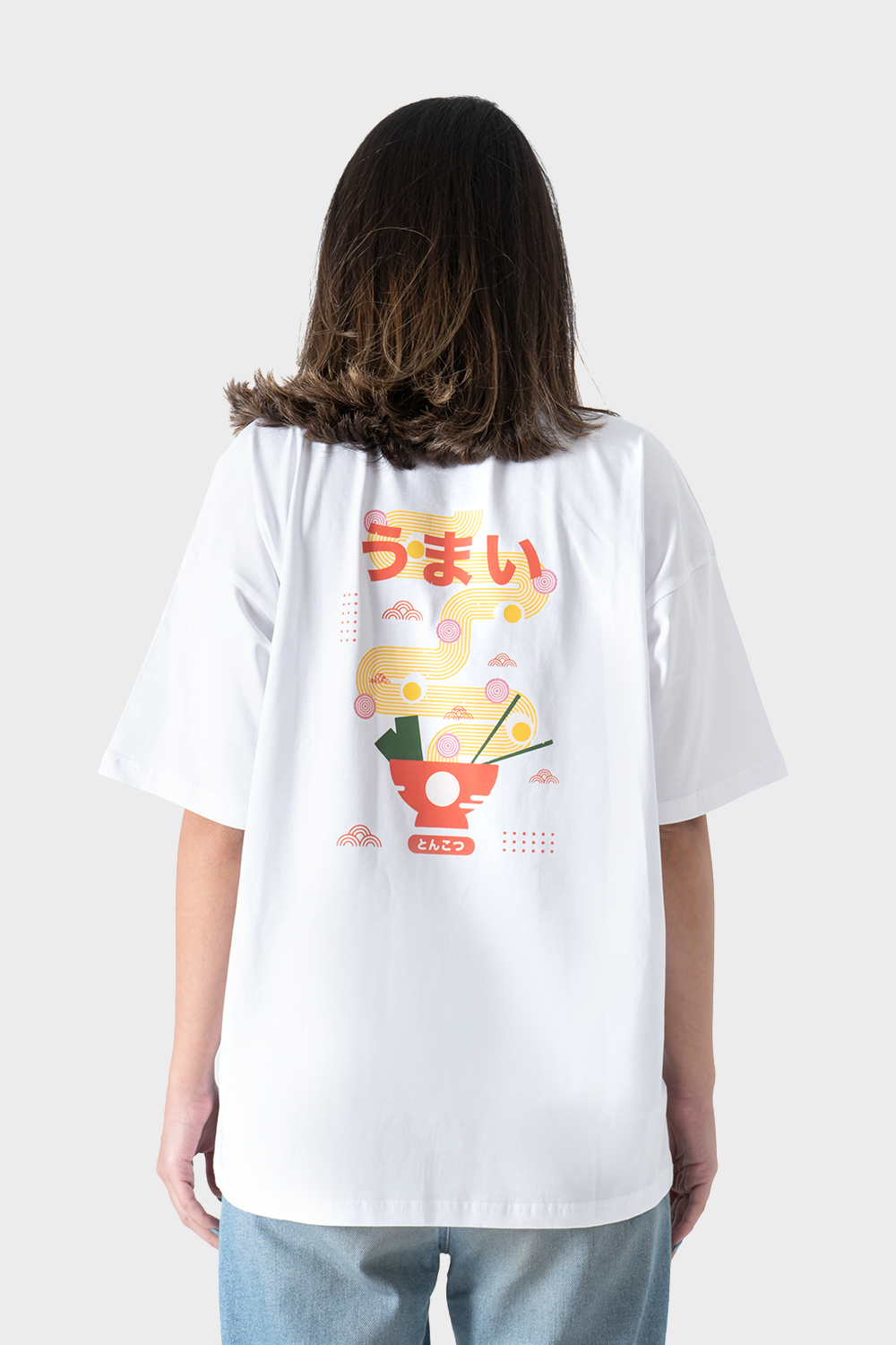 Okoye White Noodles Printed Oversized T-Shirt