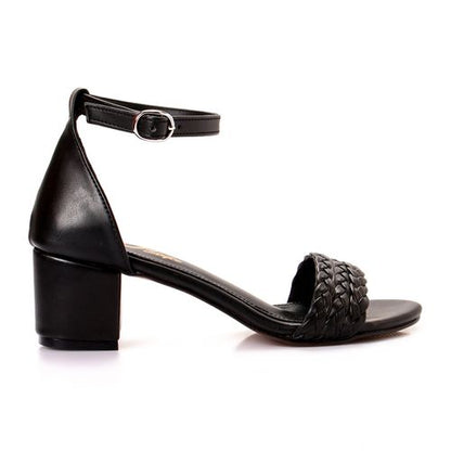 Black Braided Strap Heeled Sandal