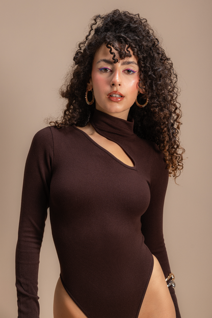 Ribbed Cutout Microfiber Bodysuit