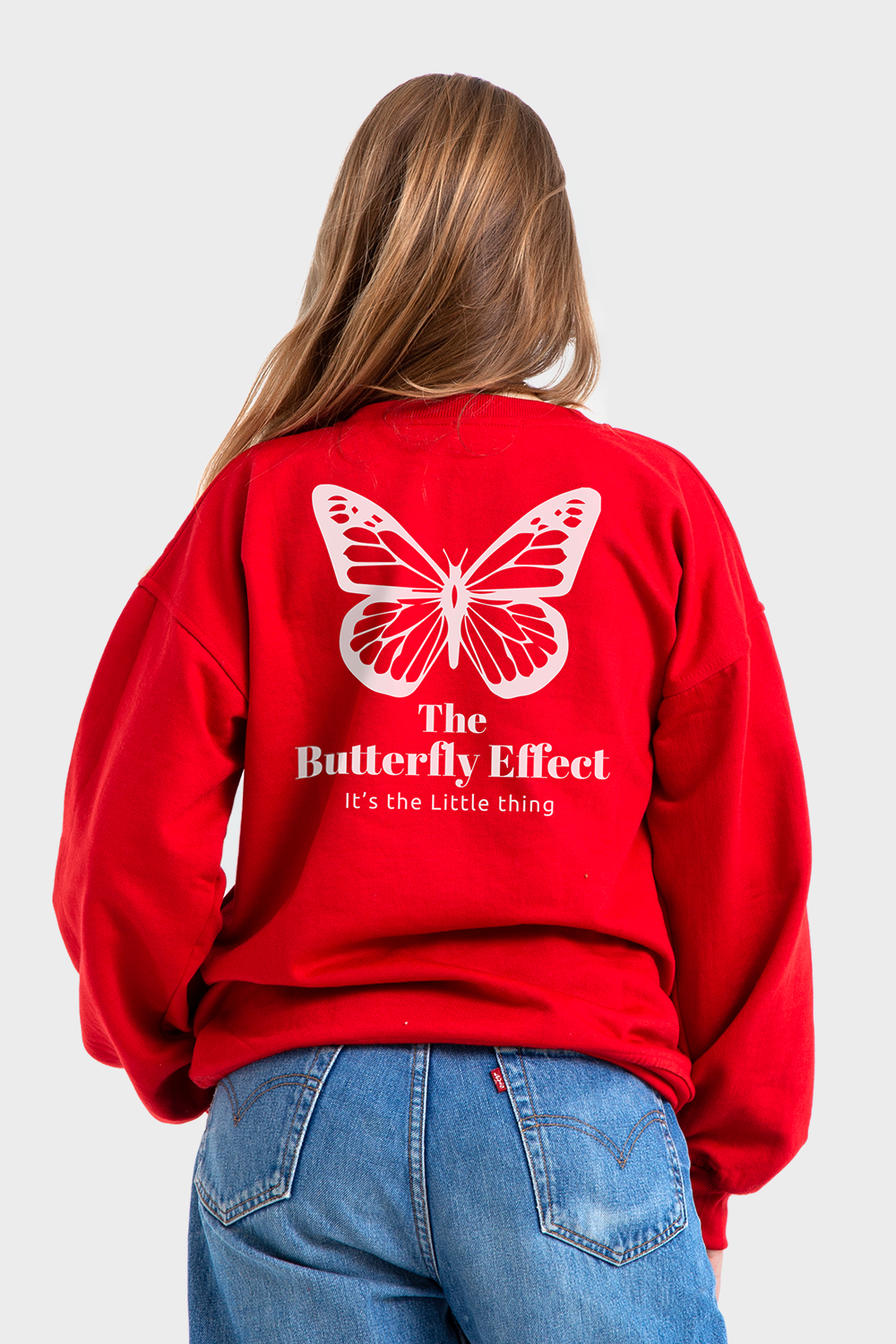 So-Off Red Oversized Crew Printed Sweatshirt