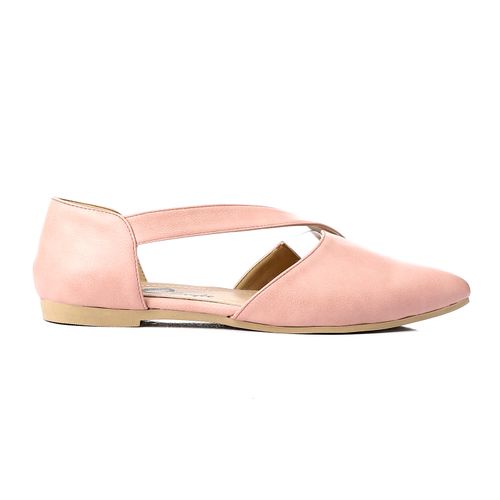 حذاء مسطح جلدي مفتوح الجانبين