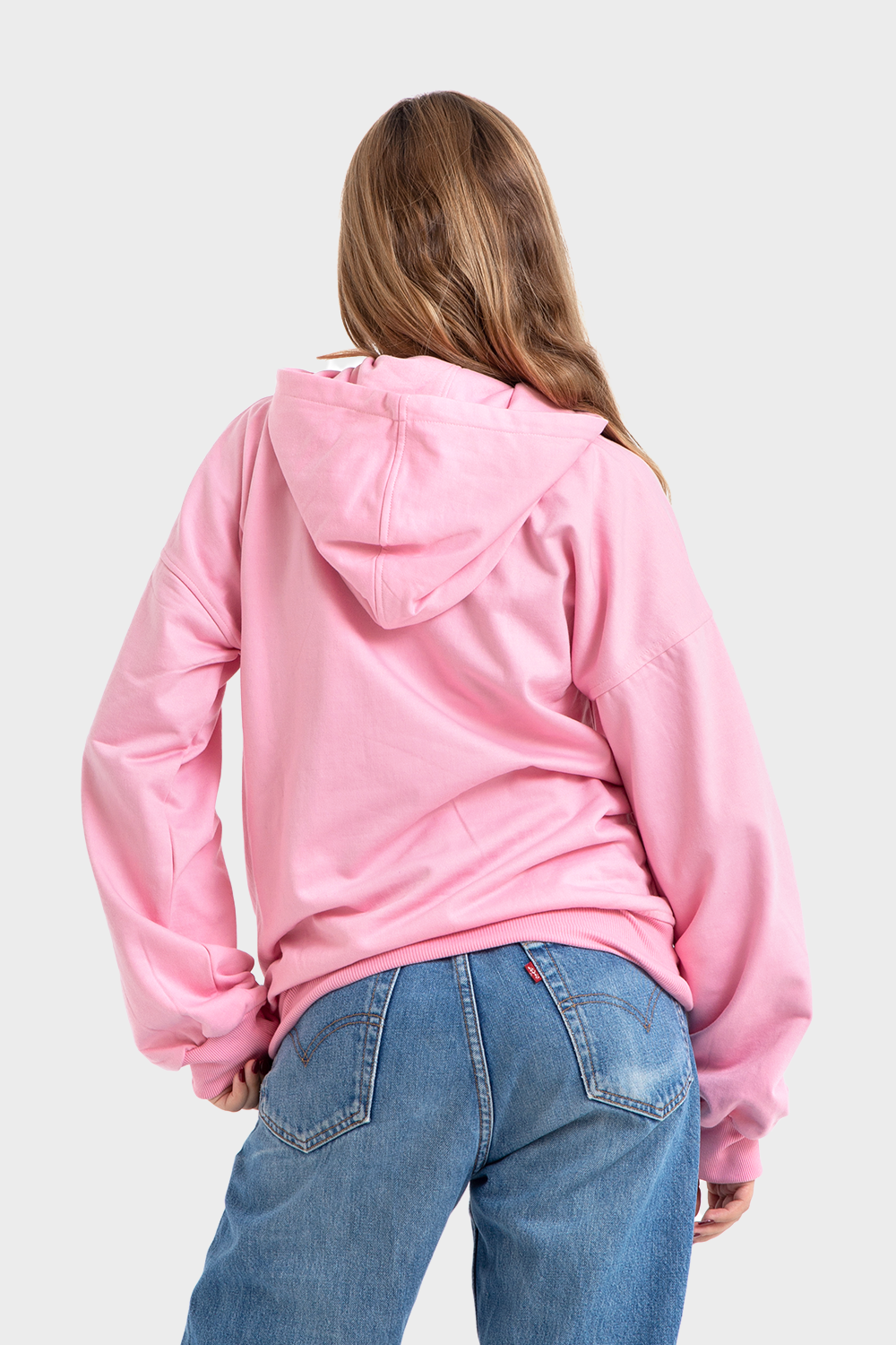 So-Off Feature Line, Pink Oversized Plain Hoodie