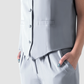 Metallic Gray Loose Fit Vest Suit, Set Of 2 Pieces