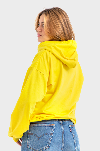 So-Off Feature Line, Yellow Oversized Plain Hoodie