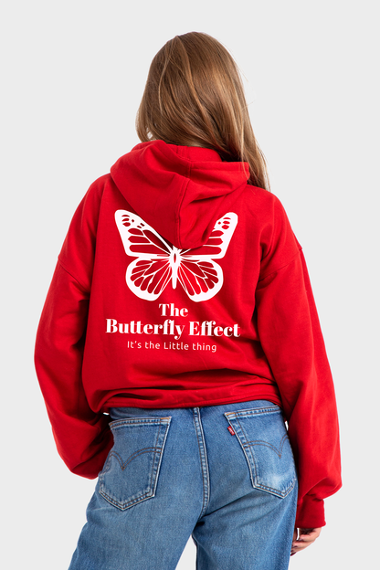 Feature Line Red Oversized Printed Hoodie