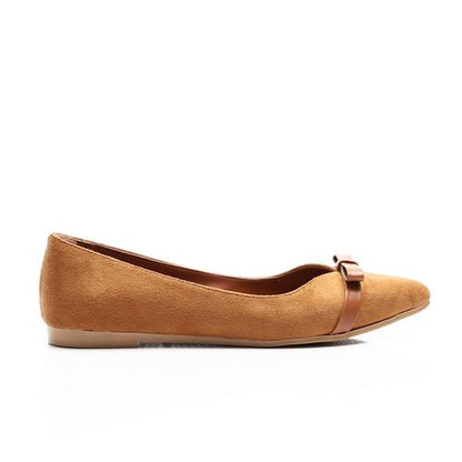 Upper Bow Suede Leather Ballerina