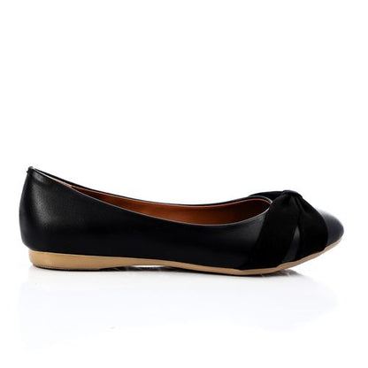 Black Suede Bow Leather Ballerina