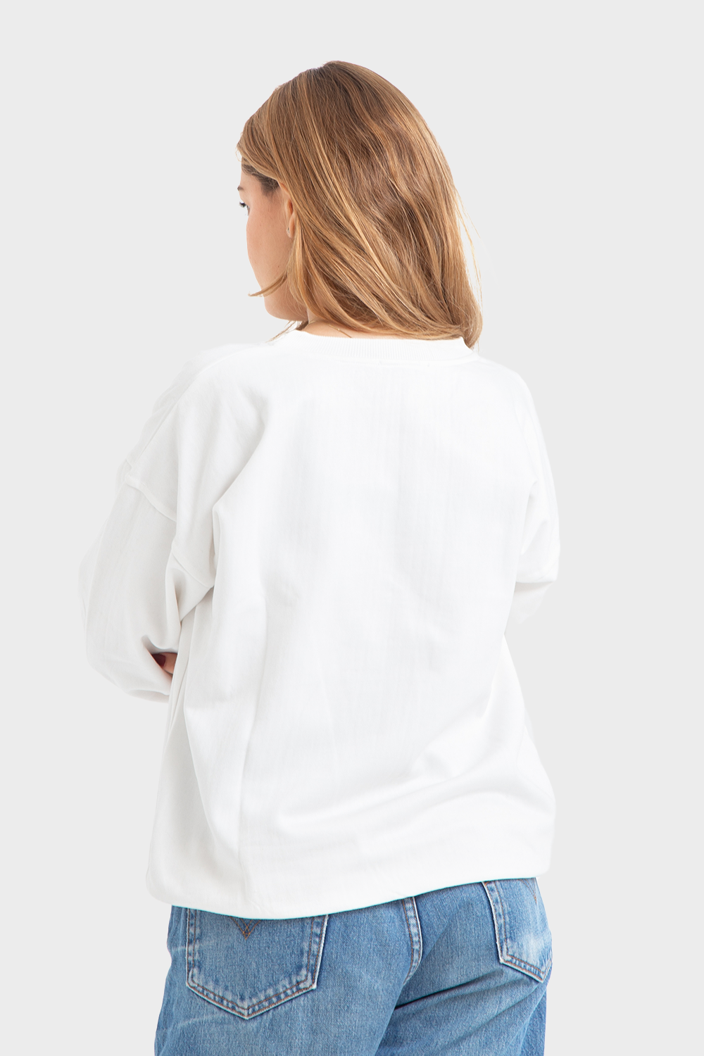 So-Off White Oversized Crew Neck Sweatshirt