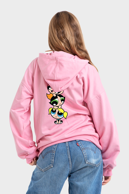 So-Off Feature Line, Pink Oversized Printed Hoodie