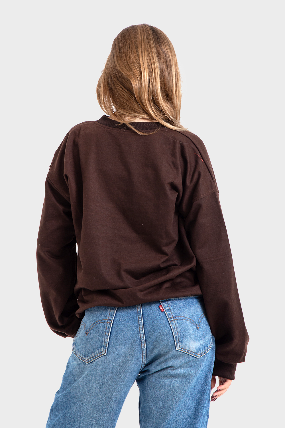 So-Off Brown Oversized Crew Neck Sweatshirt