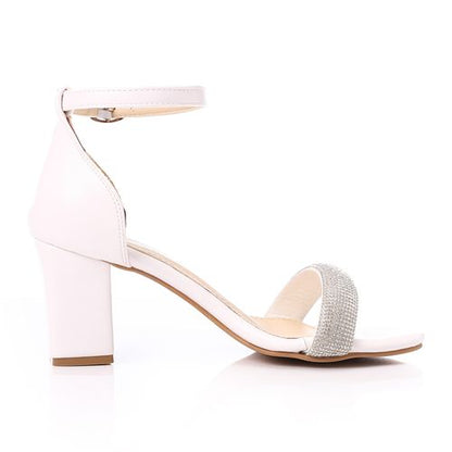 White Ankle Buckle Soiree Sandal