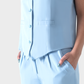 Light Blue Loose Fit Vest Suit, Set of 2 Pieces