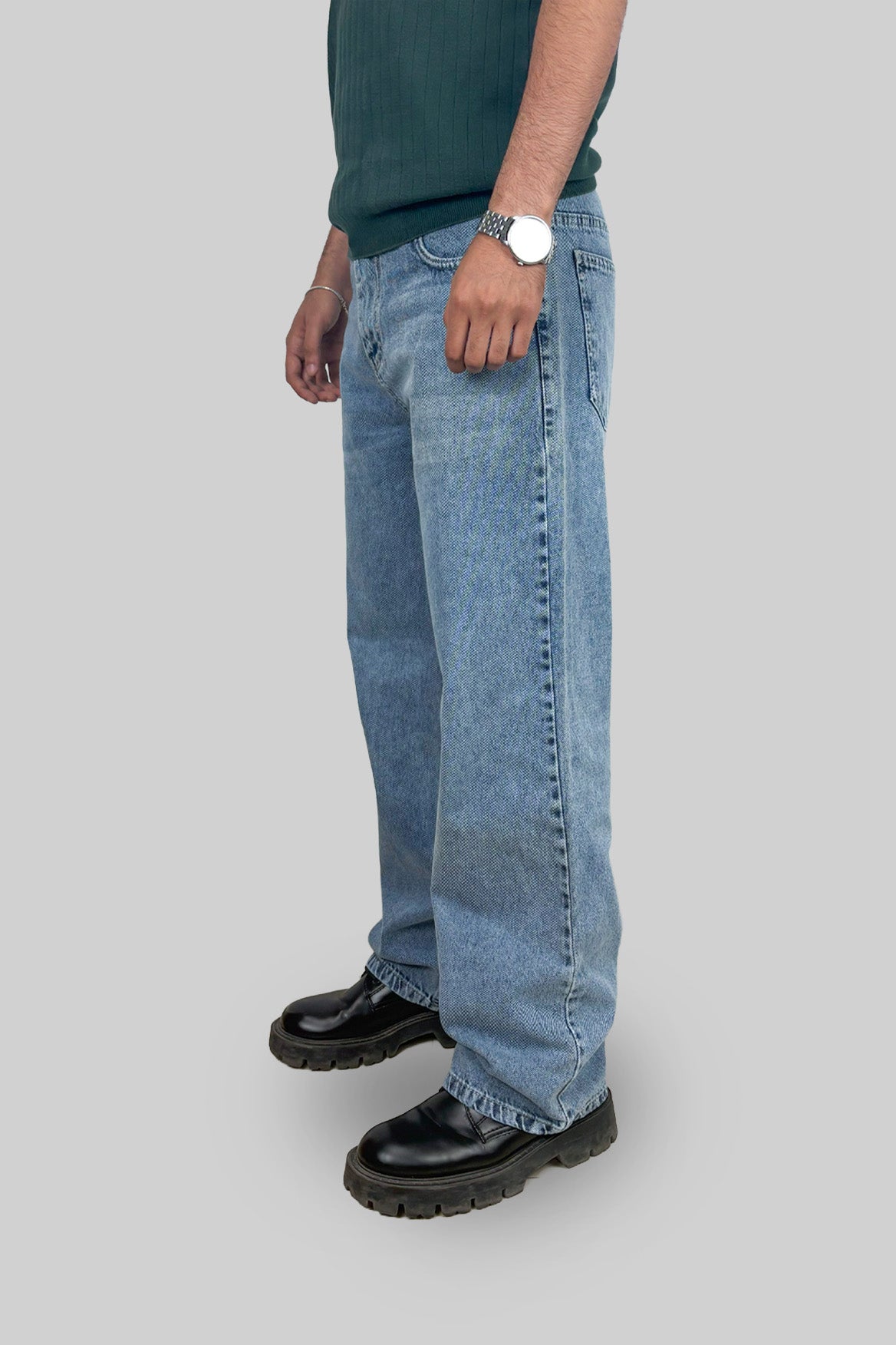 Wide Leg Jeans, Faded Blue