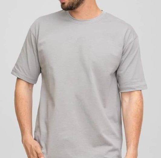 Gray Basic Plain Cotton T-Shirt