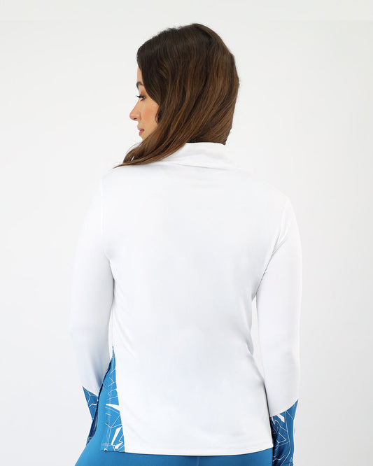 White Quarter Zip-up Top