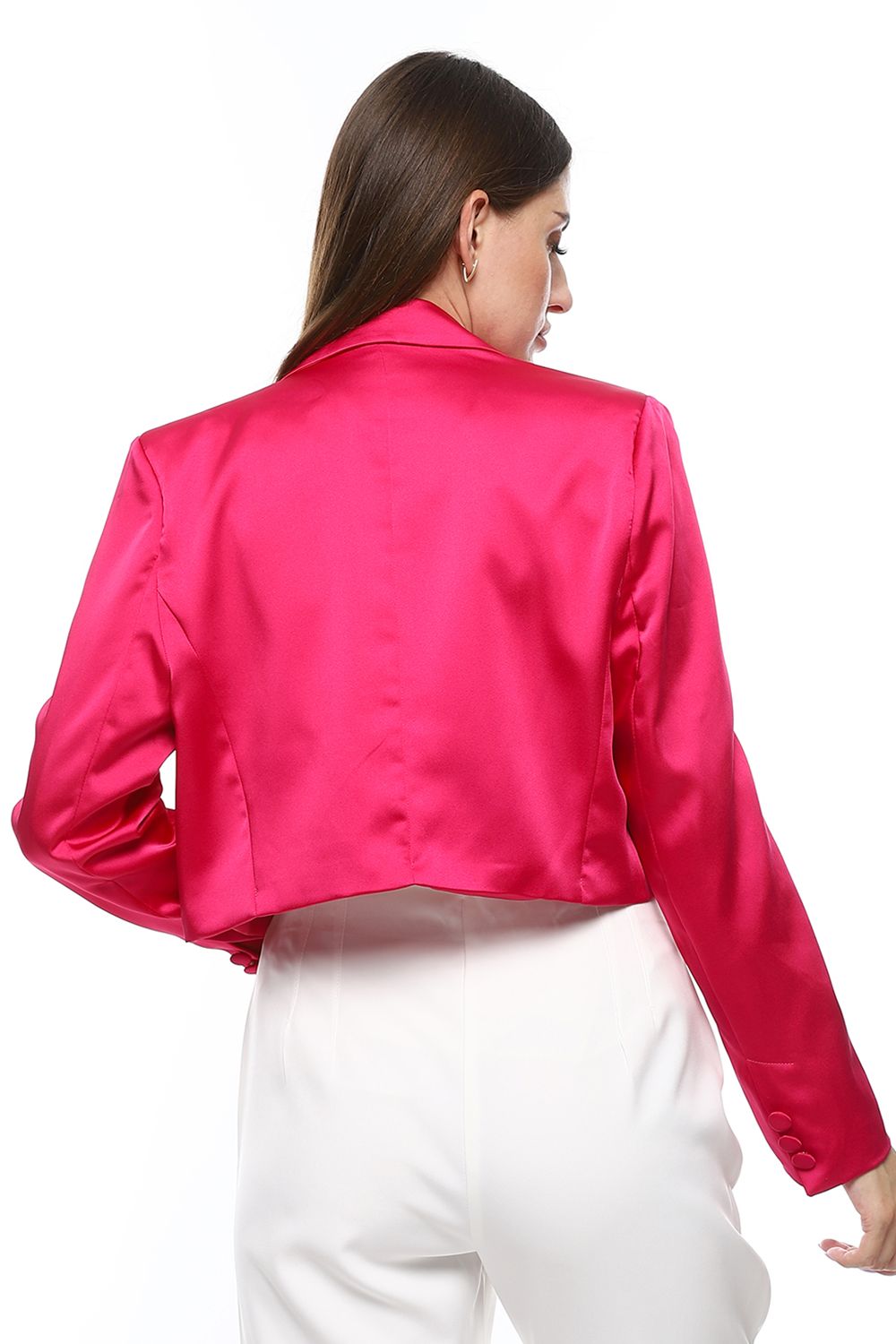 Mr.Joe Satin Cropped Blazer