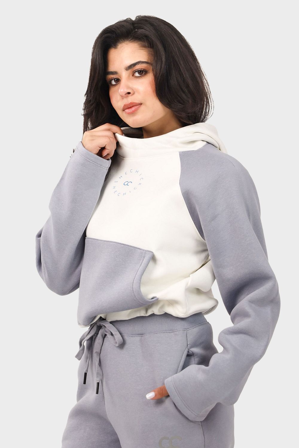 Shechick Drawstring Cropped Hoodie