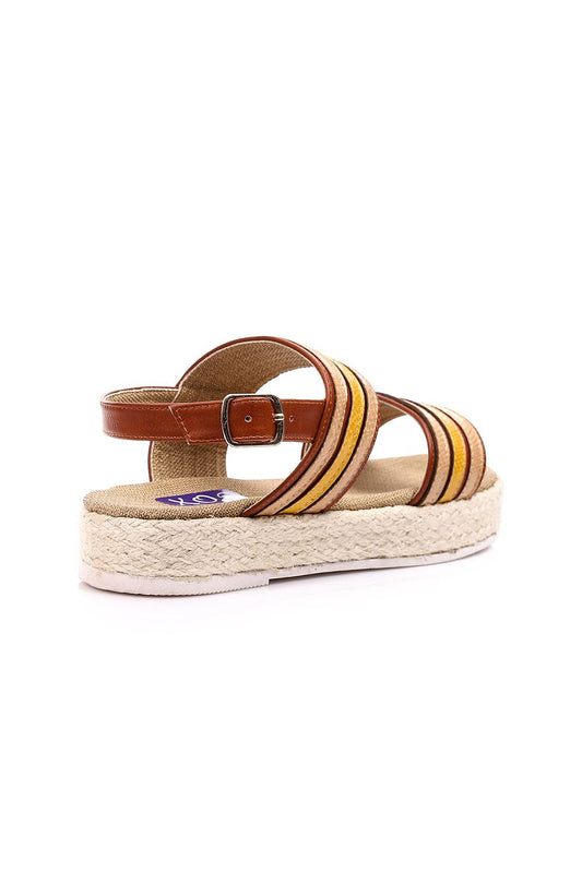 XO Style Comfy Striped Leather Sandal