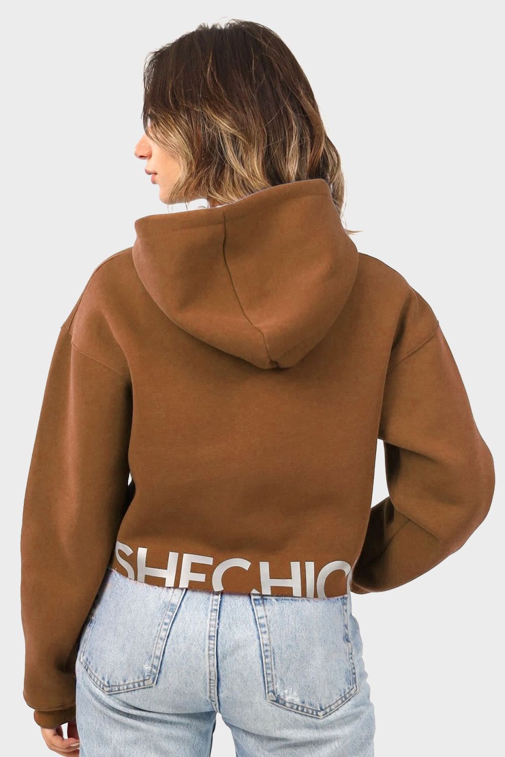 Shechick Unfinished Style Cropped Hoodie