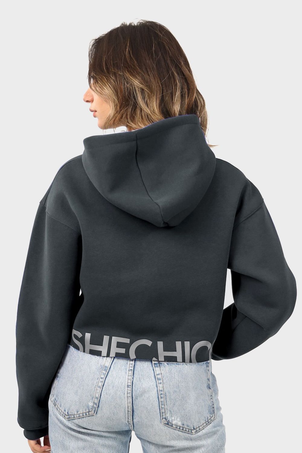 Shechick Unfinished Style Cropped Hoodie