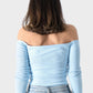 Okoye Baby Blue Cold Shoulder Halter Neck Top