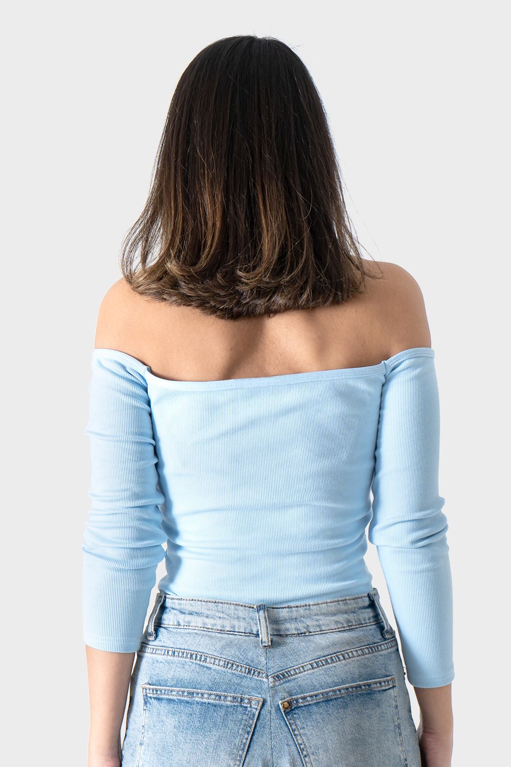 Okoye Baby Blue Cold Shoulder Halter Neck Top