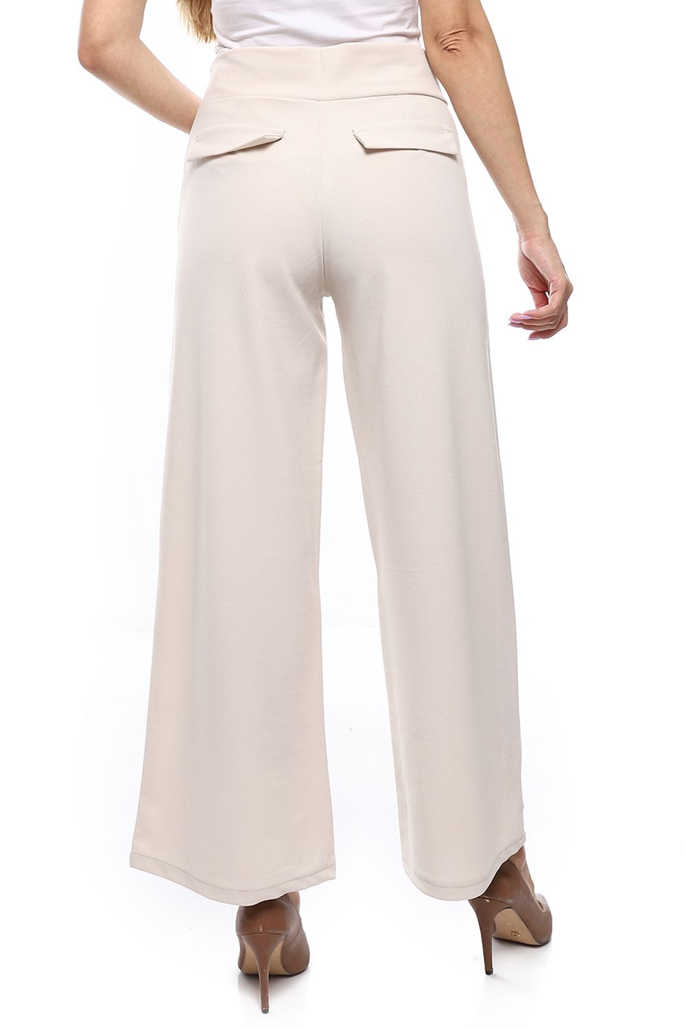 Mr.Joe Back Flap Pockets Wide Leg Pants