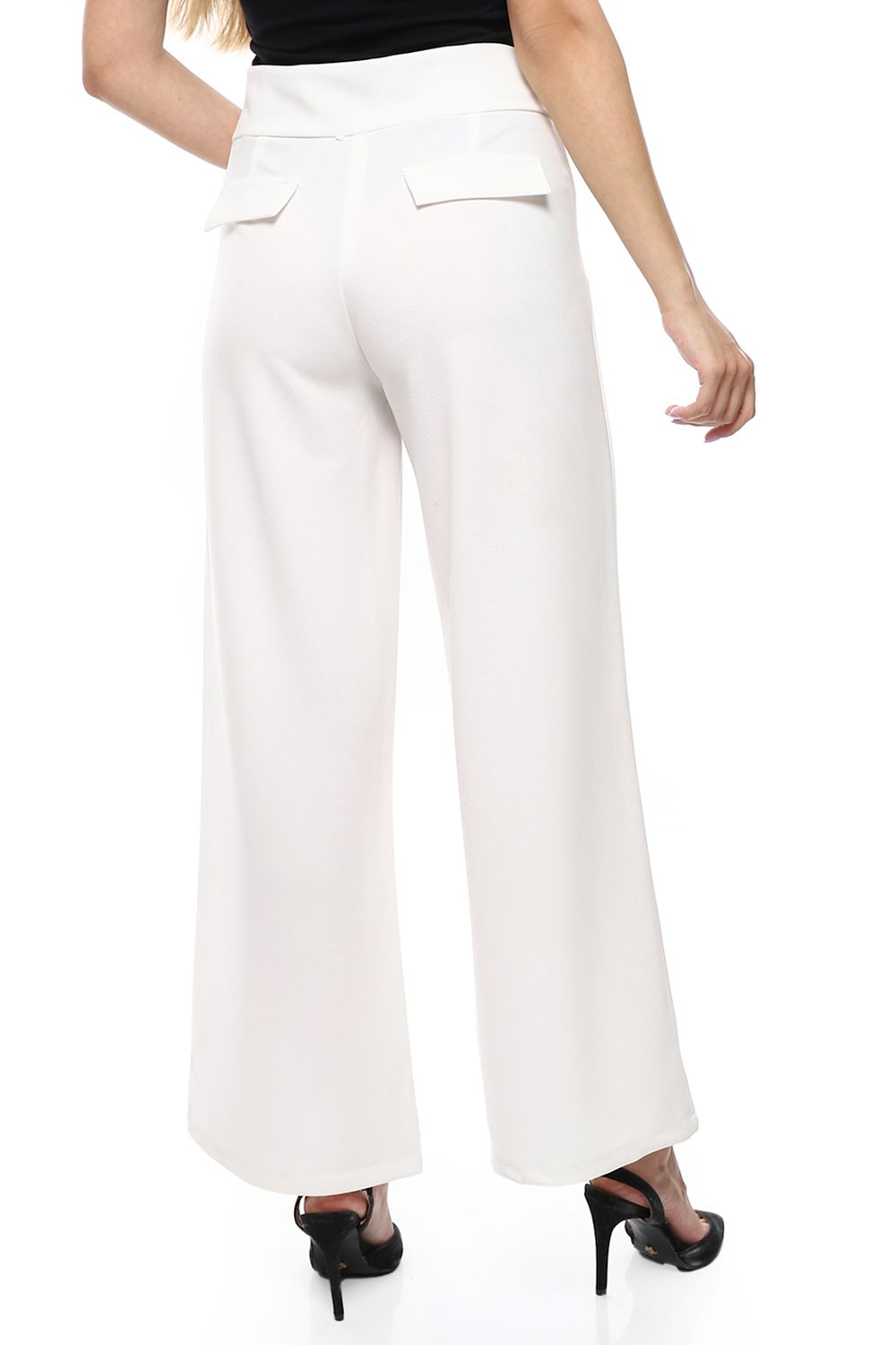 Mr.Joe Back Flap Pockets Wide Leg Pants