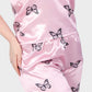 Shechick 3 Pieces Butterfly Printed Satin Pajama Set