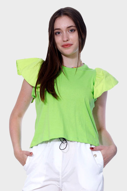 بلوزة بأكمام مجعدة