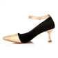 XO Style Bi-Tone Leather Kitten Heels Shoes