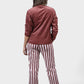 Shechick Top & Striped Pants Velvet Pajama Set