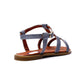 XO Style Flocked Leather Flat Sandals