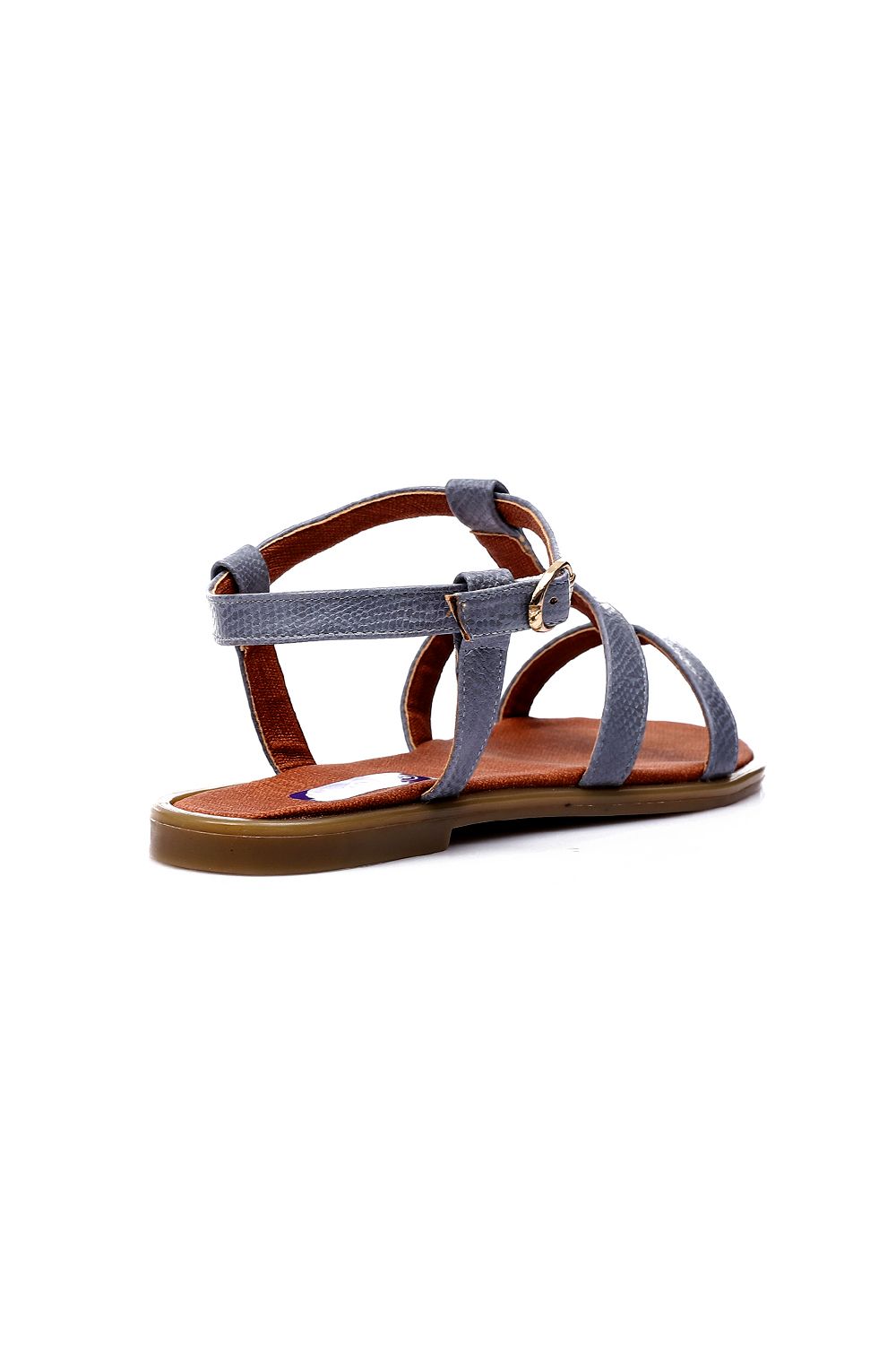 XO Style Flocked Leather Flat Sandals