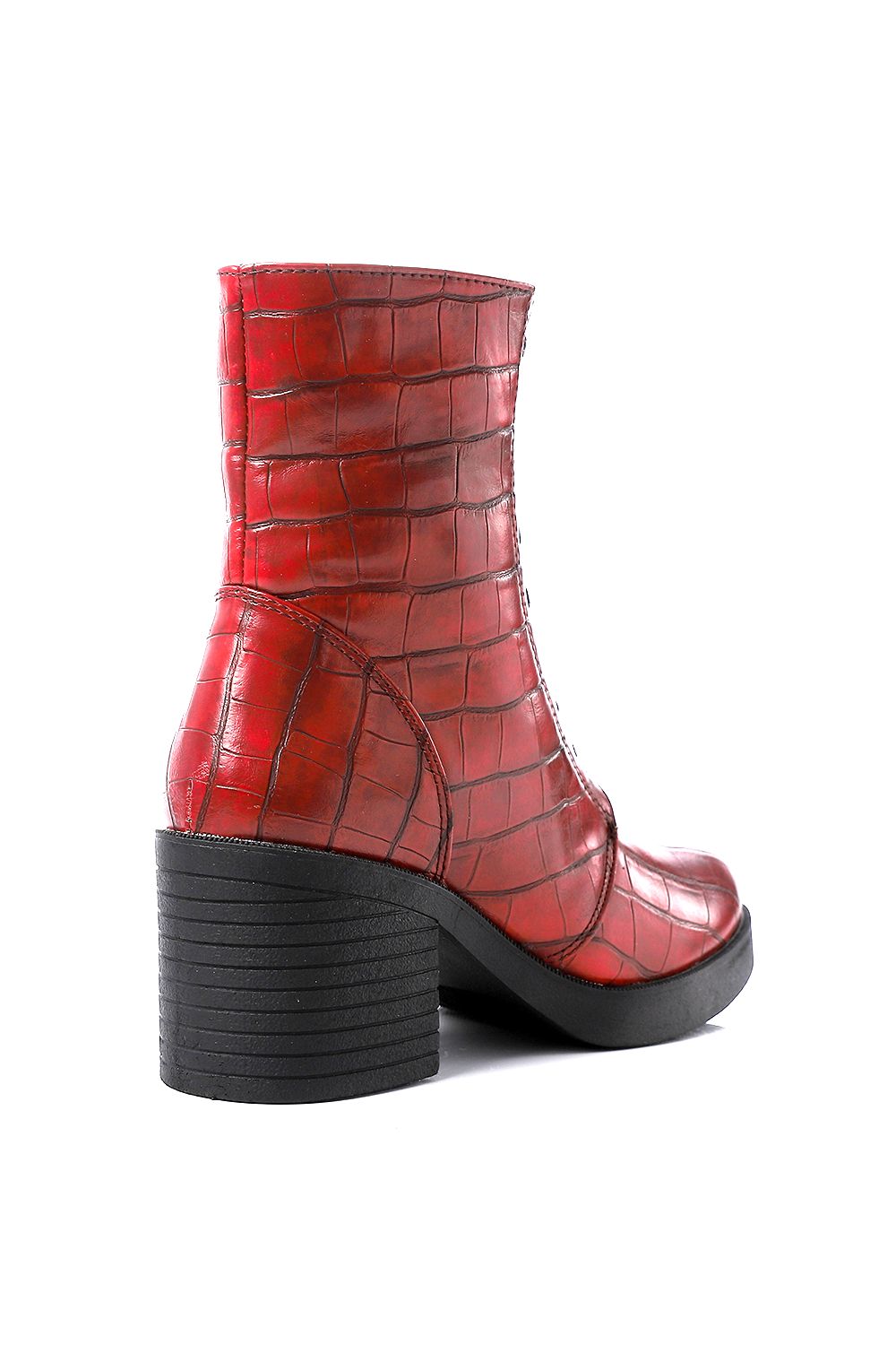 XO Style Embossed Leather Half Boot