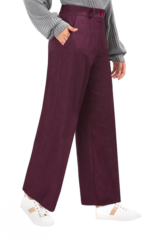 Smoky Wide Leg High Waisted Soft Tweed Pants