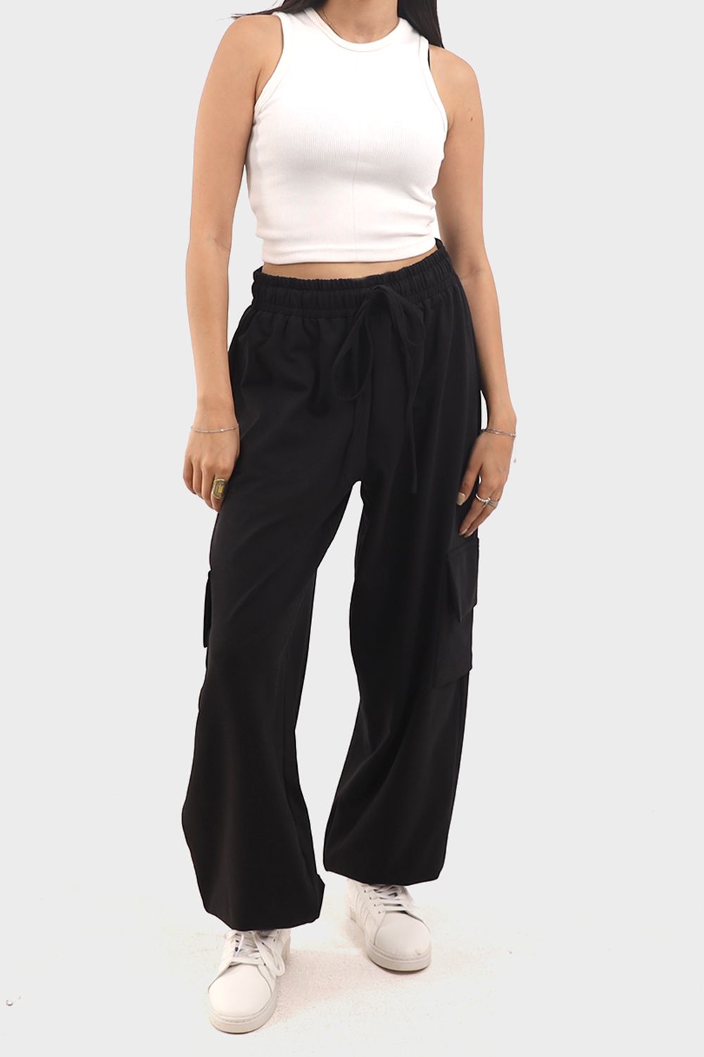 Okoye Black Side Pockets Sweatpants