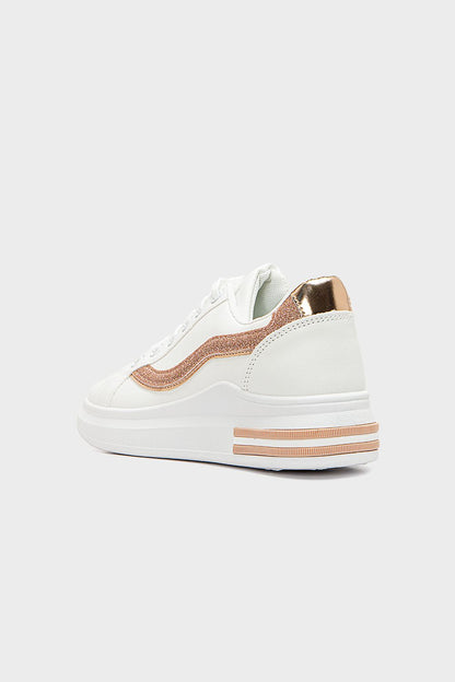 Leather Sneakers with Glitter Side
