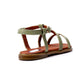 XO Style Flocked Leather Flat Sandals