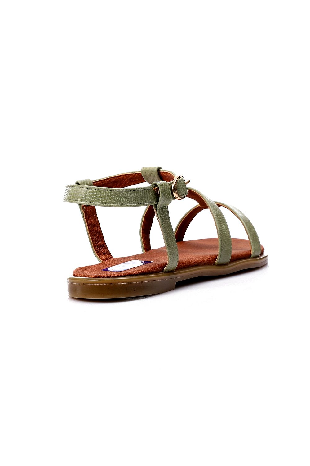 XO Style Flocked Leather Flat Sandals