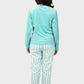 Shechick Top & Striped Pants Velvet Pajama Set