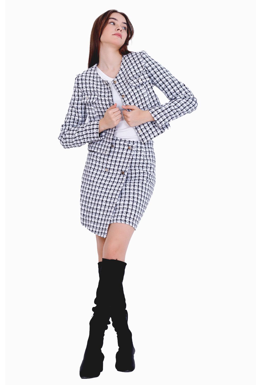 Miss Venus Elegant Checkered Jacket