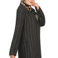 Smoky Striped Tweed Coat with Leather Belt