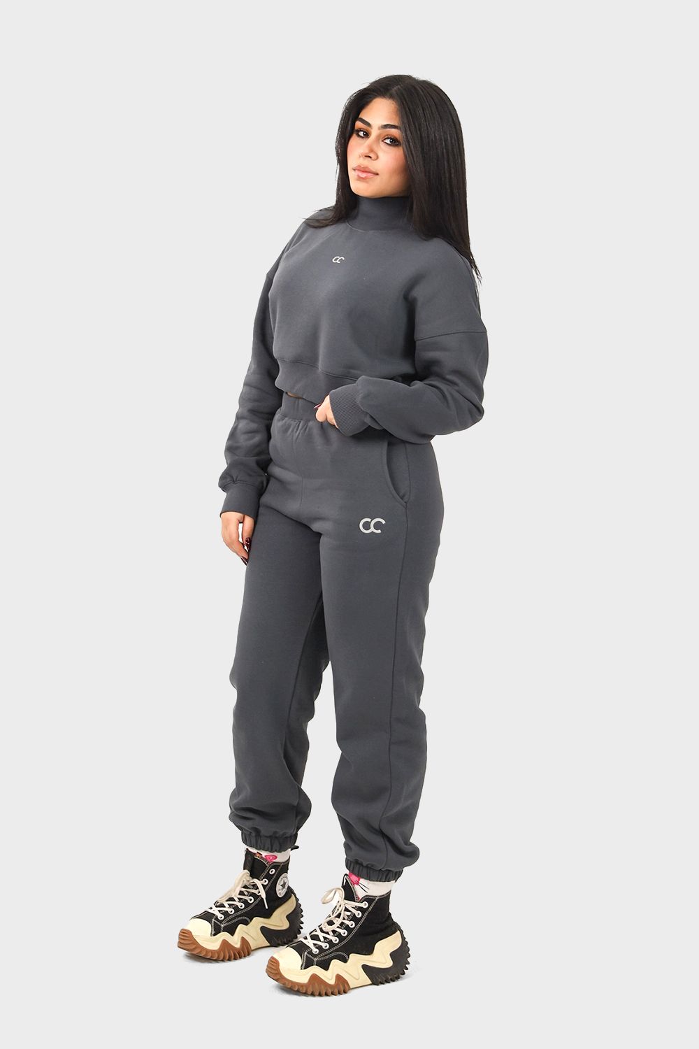 Shechick Crop Sweatshirt & Sweatpants Active Set