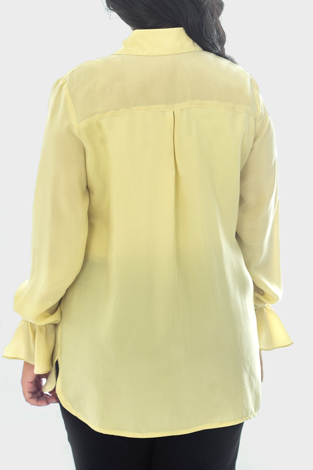 Smoky Cupro Shirt with Ruffled Trim