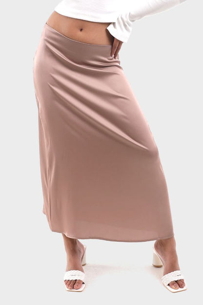 Rosy Brown Maxi Plain Skirt