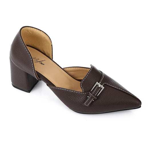 Black Block Heel Loafer Pointed Toe