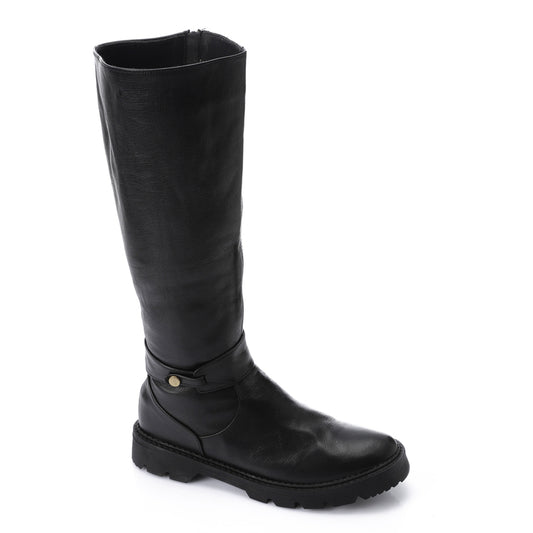 Round Toecap Zipper Knee High Boots
